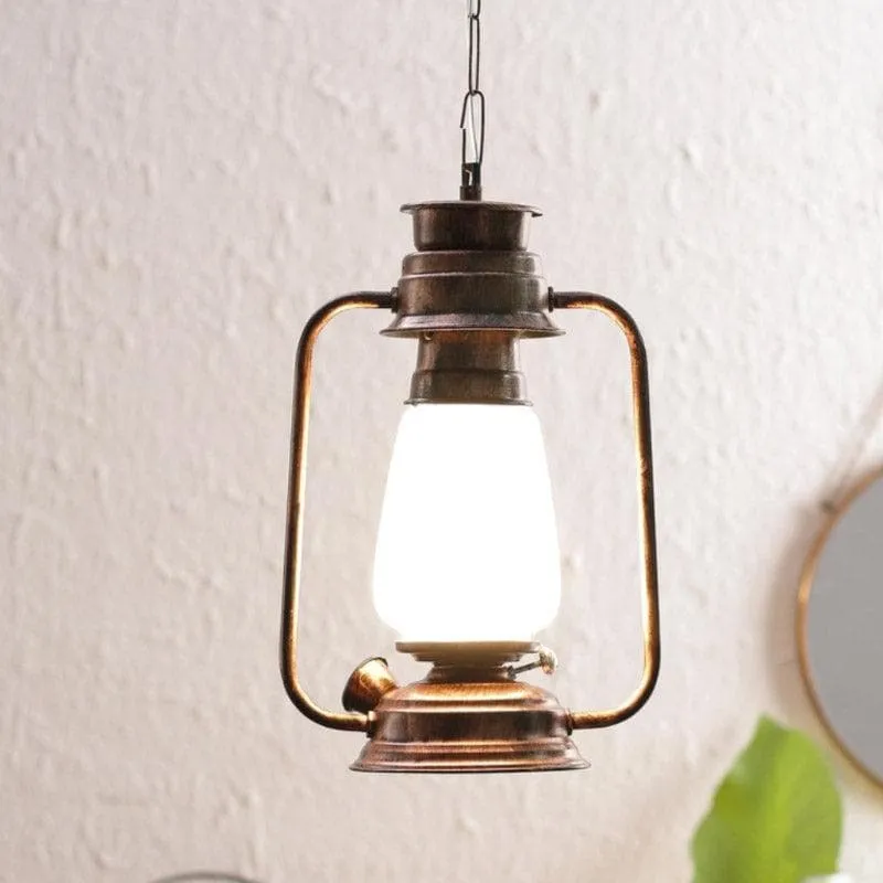Grio Glam Lantern Glass Ceiling Lamp - Copper media 1