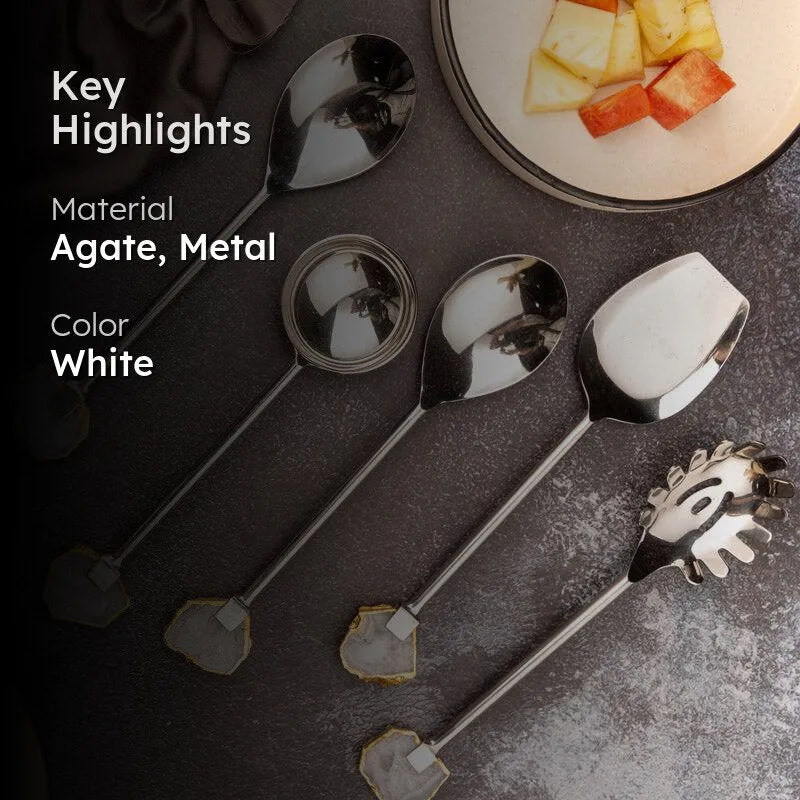 Nora Agate Cake Server (White) - Five Piece Set media 2
