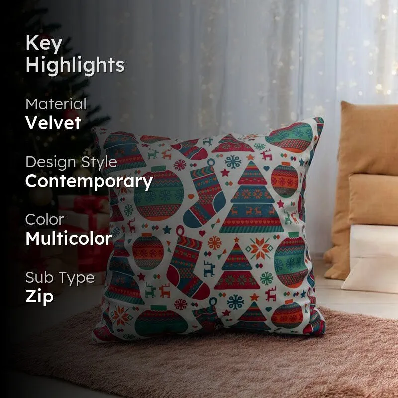 Baubles & Boughs Velvet Christmas Cushion Cover media 2