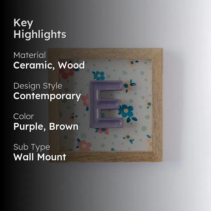 (E) Mini Mottled Mono Ceramic & Wooden Wall Accent - Purple media 2