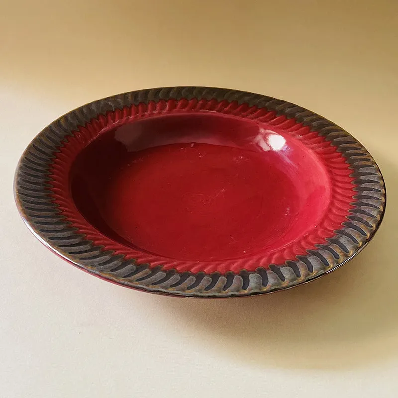 Raisel Ceramic Pasta Plate (Red) - Set Of Two media 5