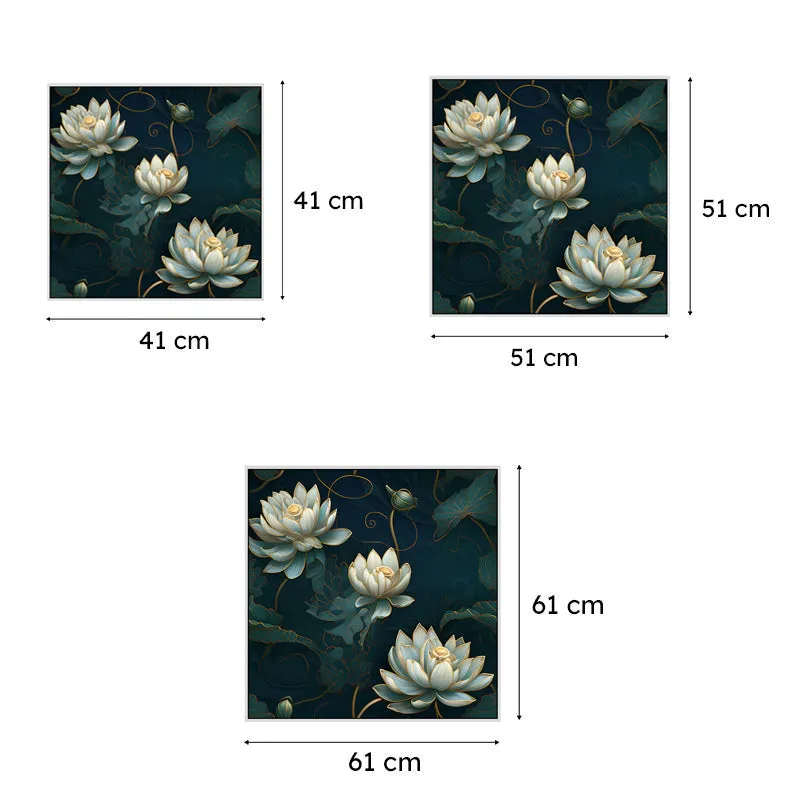 Neelathamara Canvas Wall Painting With Frame - White media 6