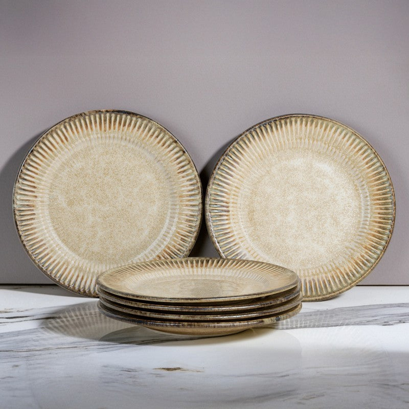 Mintora Beige Ceramic Quarter Plates - Set Of Six media 4