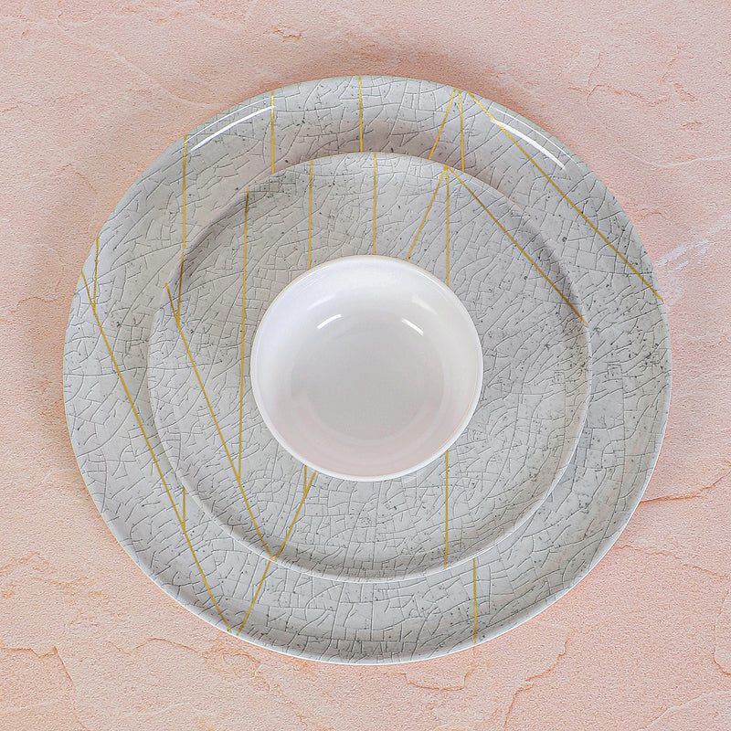 Crackle Chrome Melamine Dinner Set (Grey) - 24 Piece Set media 4