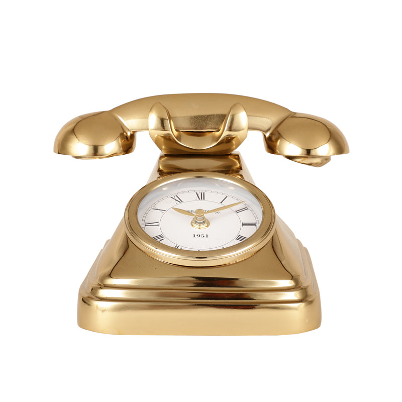 Antique Telephone Table Clock - Gold media 3