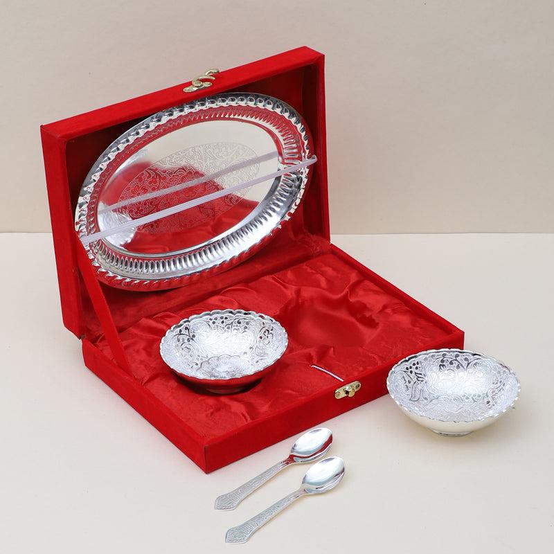 Moti Golden Bowl With Spoon & Tray - Set Of Five image 3