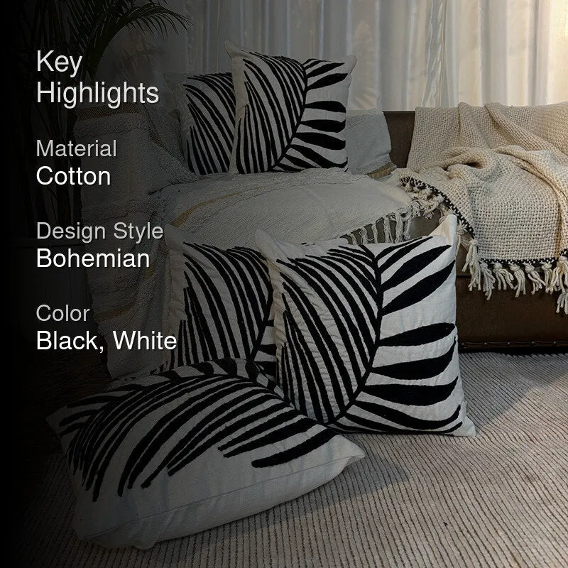 Noir Botanica Tufted Cushion Cover (Black & White) - Set Of Five media 2