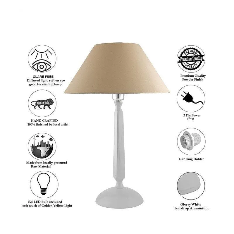 Marvel Luminary White Fabric Table Lamp - White,Beige media 6