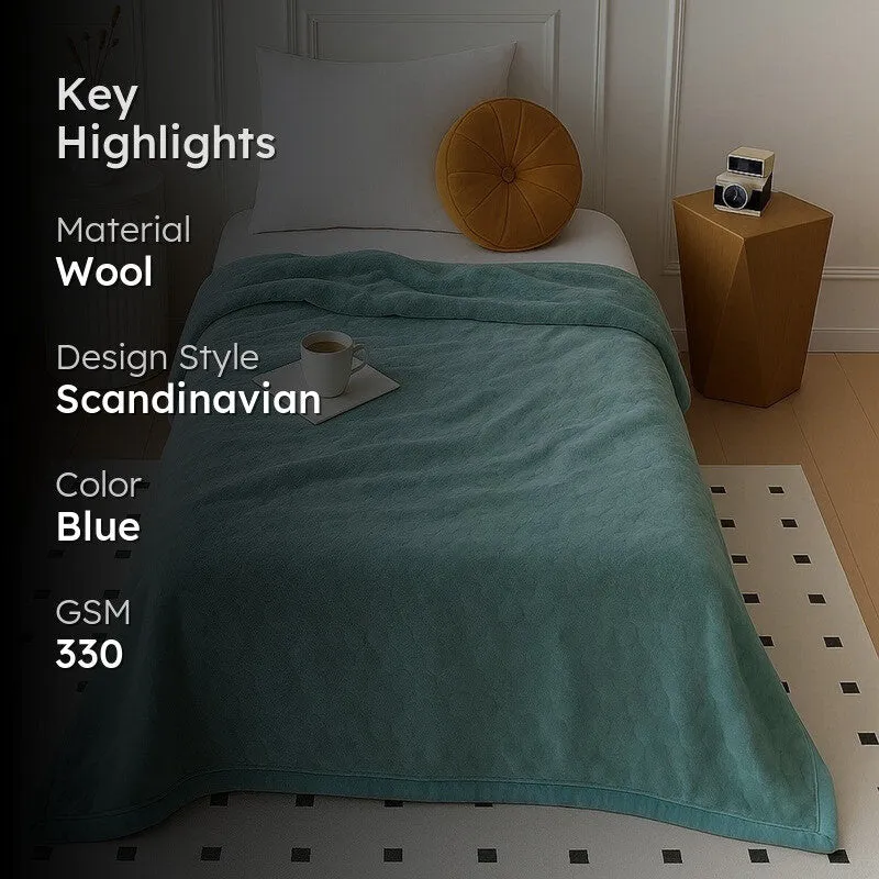 Solida Wool Blankets (Teal) - 330 GSM media 2