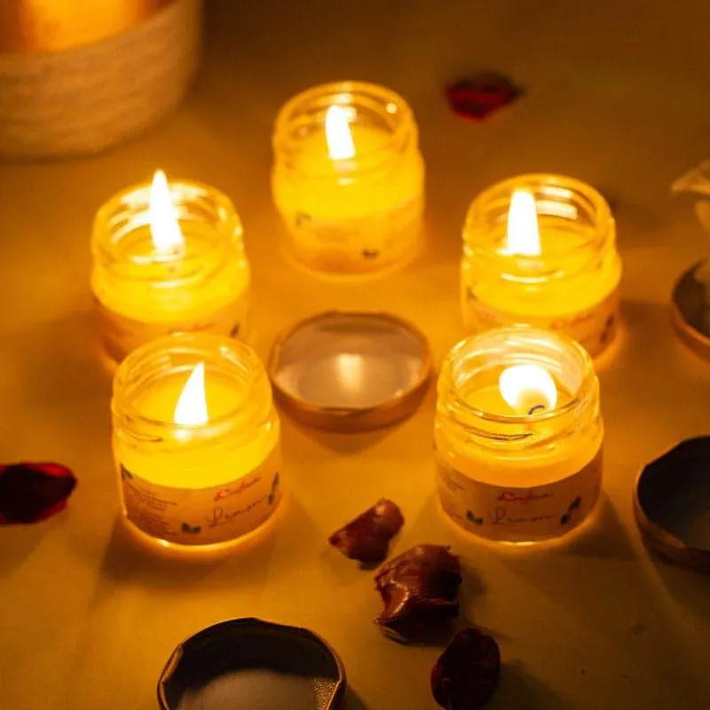 Vespera Lemon Scented Candle - Set Of Five media 3