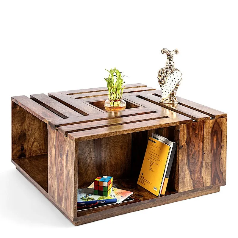 Yervon Sheesham Wooden Center Table - Brown media 6