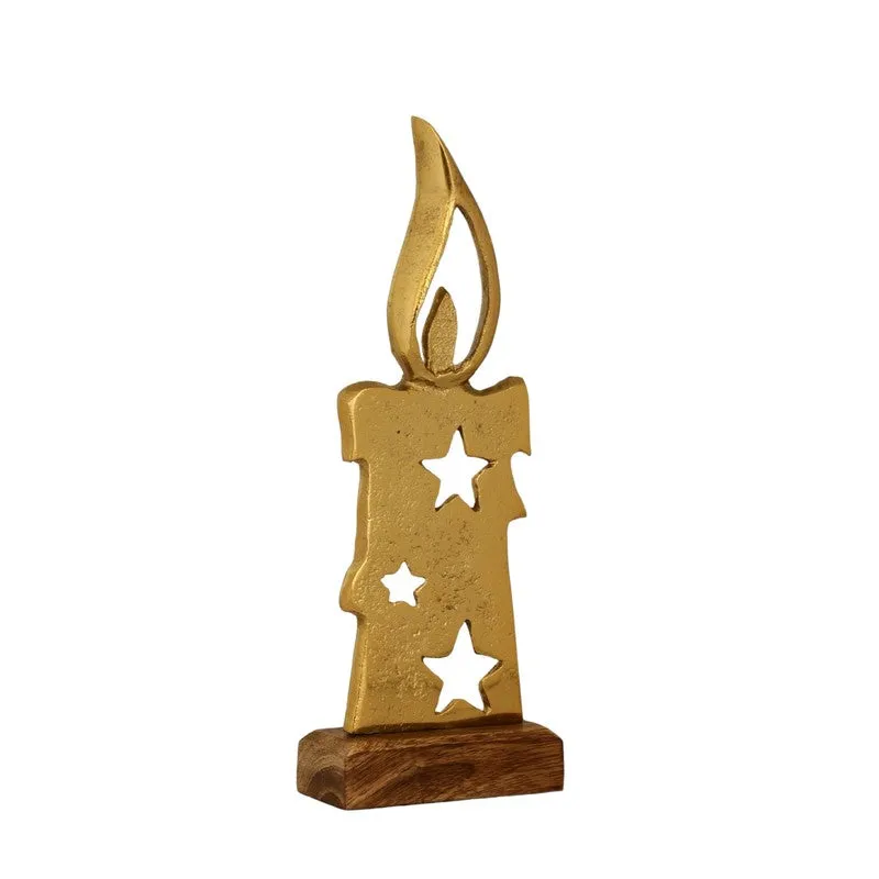 Golden Aluminum Flame Candle Showpiece media 4