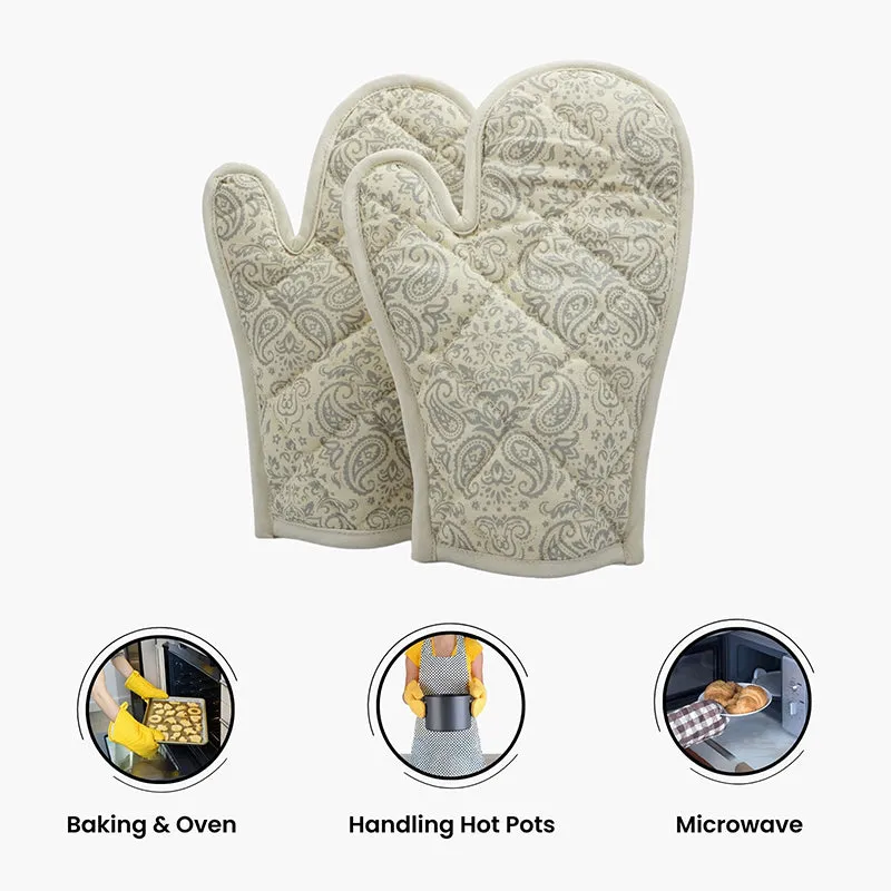 Swayam Tapsi Kitchen Gloves (Beige & Grey) - Set Of Two media 3