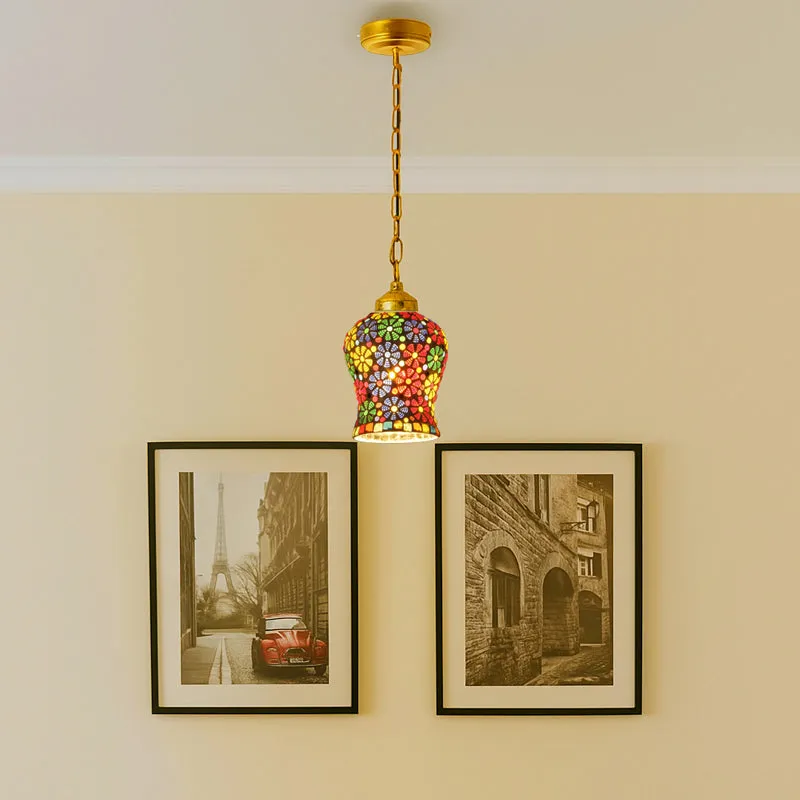 MosaicLuxe Metal & Glass Ceiling Lamp media 3