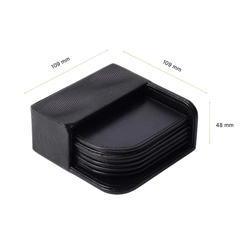 Veltrix Faux Leather Coaster (Black) - Seven Piece Set media 9
