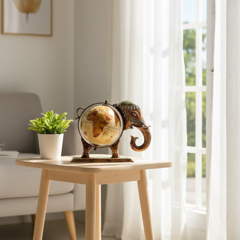 Artisan Elephant Globe Iron Showpiece