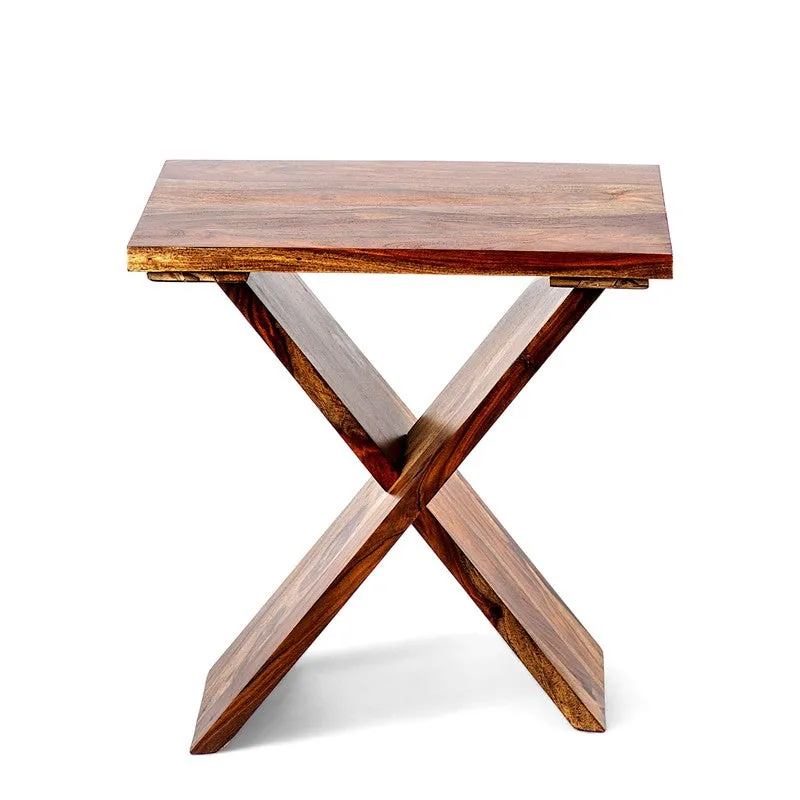 Everox Sheesham Wooden Side & Bedside Table - Brown media 4
