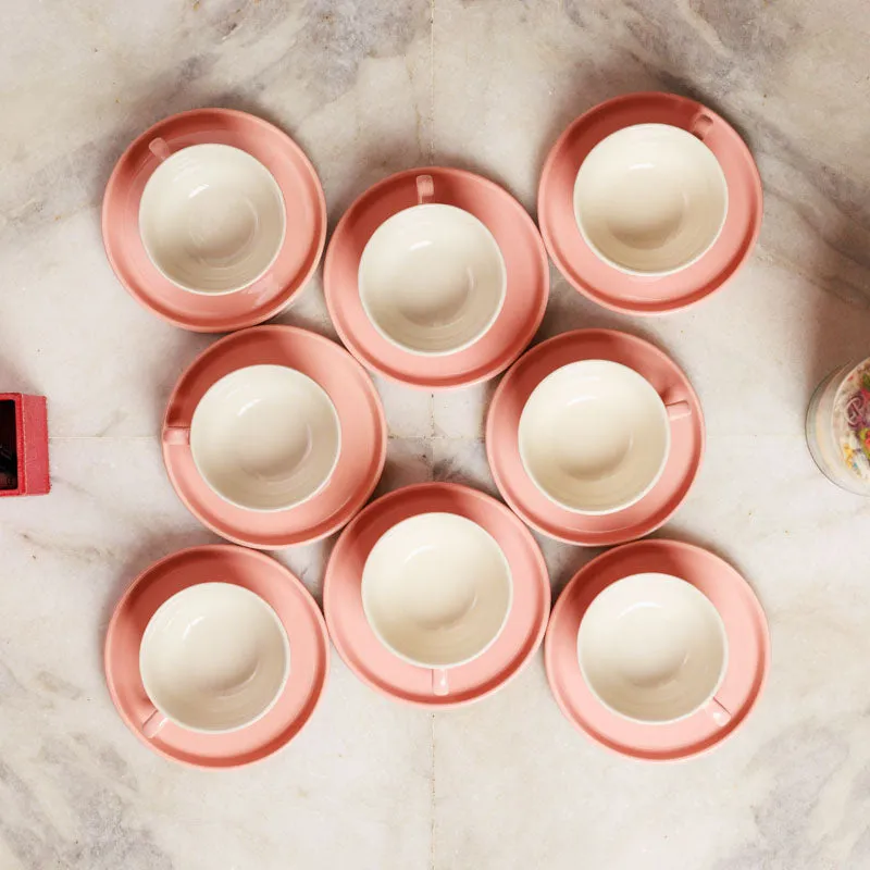 Blush & Brew Cup & Saucer (Pink/240 mL Each) - Set of Eight media 7
