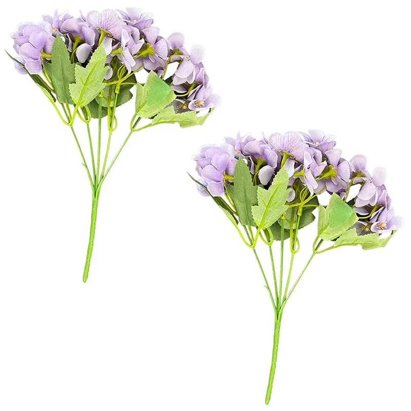 Bloom Hydrangea Artificial Flower (Purple) - Set Of Two media 3