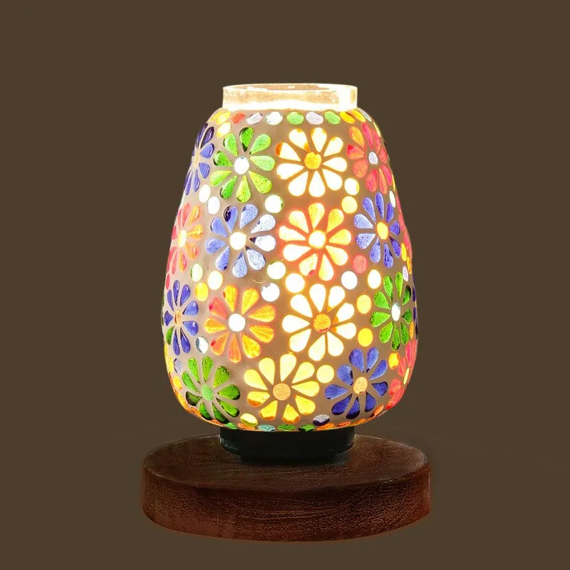 Crystique Glass Table Lamp With Wooden Base - Multicolor media 6