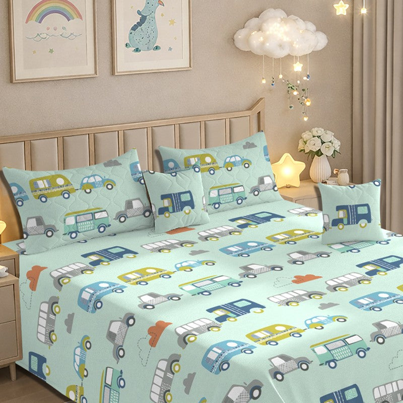 Colorful Wheels GlaceCotton Kids Bedding Set (180 GSM) - Five Piece Set media 4