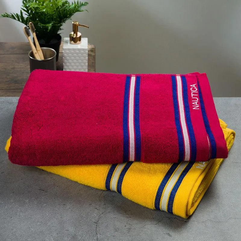 Nautica Dove Down Cotton Towel Set (Pink & Yellow) - Set Of Two media 1