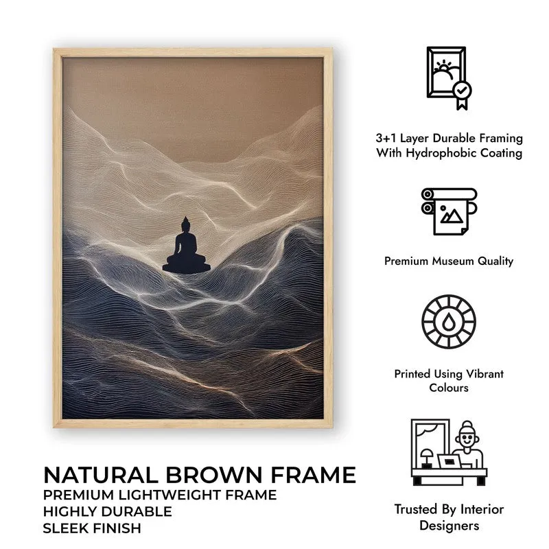 Divine Buddha Archival Paper Wall Painting With Brown Frame media 9