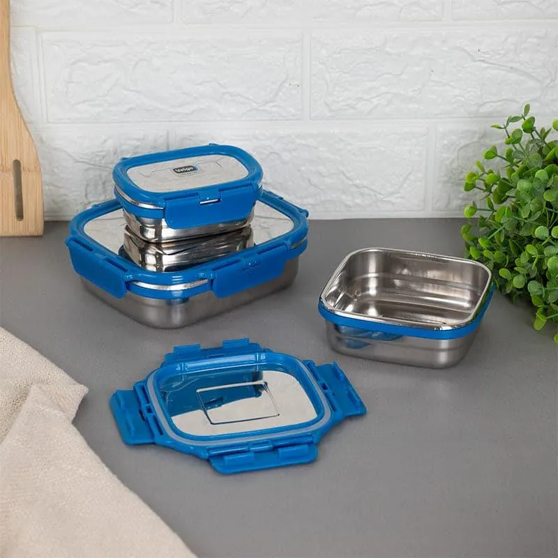 Savory Sam Dark Blue Lunch Box (550/300/150 mL) - Set of Three media 5