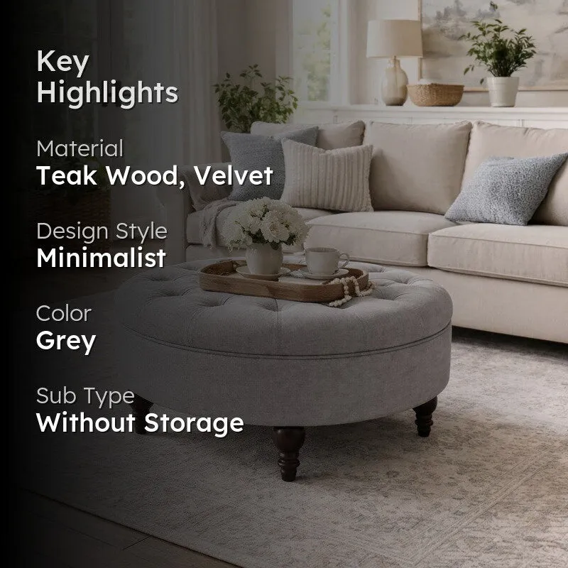MeadowRest Teak Wood Ottomans & Pouffe - Grey media 2