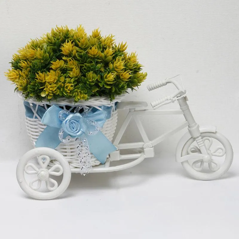 Faux Yellow Flower Plant On Mini Cycle Rikshaw media 3