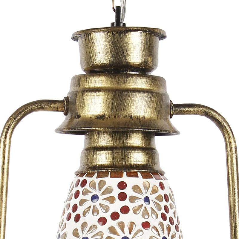 Admya Mosaic Lantern Glass Ceiling Lamp - Gold media 3