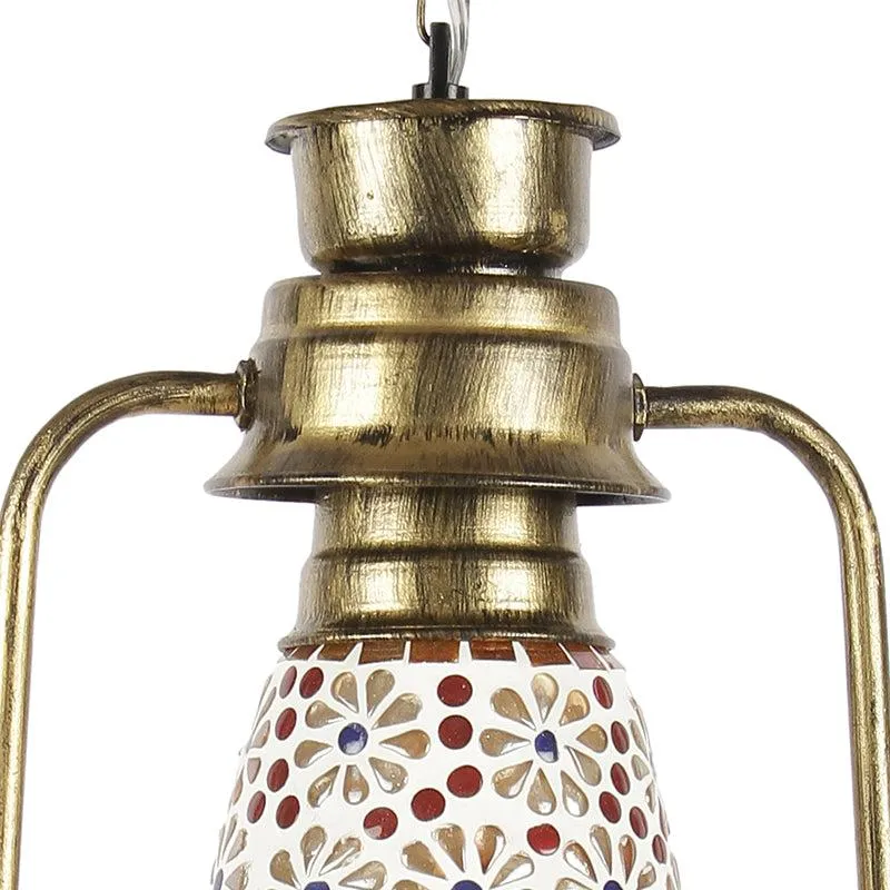 Admya Mosaic Lantern Glass Ceiling Lamp - Gold media 3
