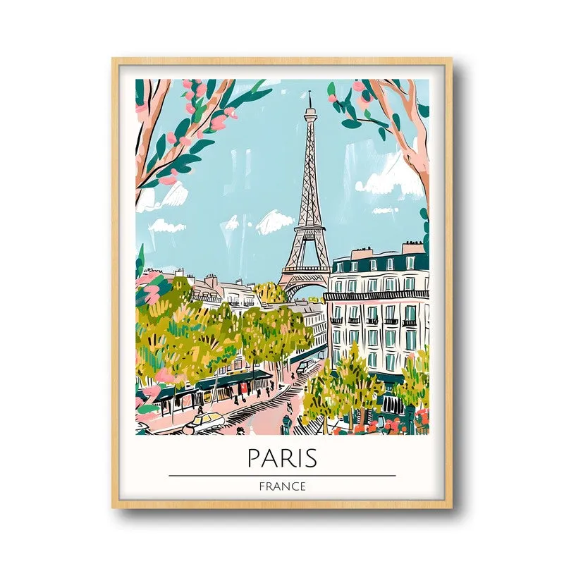 Vintage Paris Framed Canvas Archival Canvas Wall Painting - Natural Brown Frame media 5