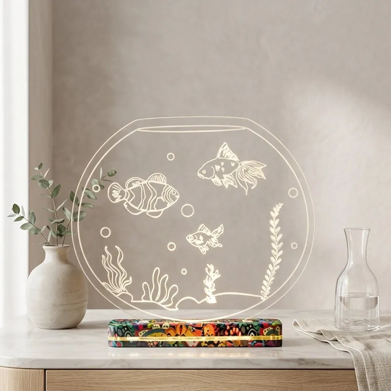 Bubbles Fish Tank Acrylic Table Lamp - Transparent media 3