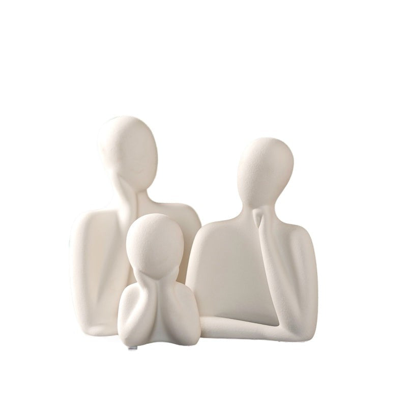 Family Embrace Abstract Painted Resin Showpiece (White) - Set Of Three media 6