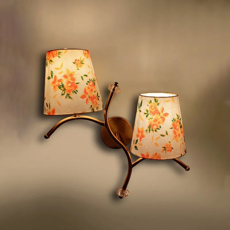 GlowStem Twin Cotton Wall Lamp - White & Orange media 5