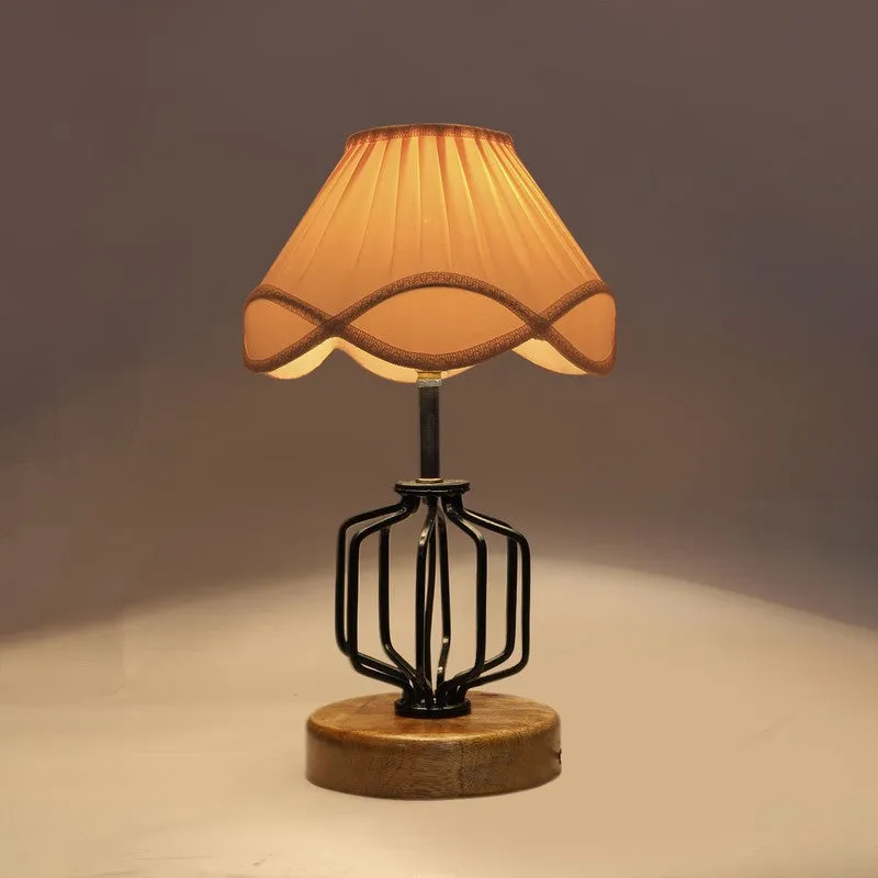 Auralynva Cotton Table Lamp With Wooden Base - Ivory media 6