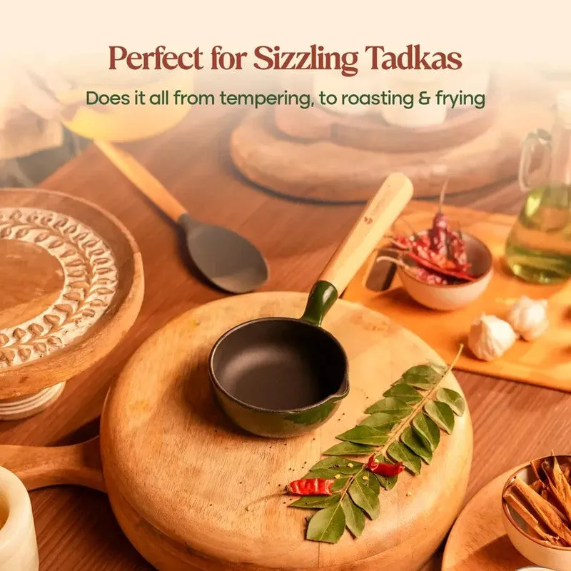 Cumin Co Enamel Cast Iron Tadka Pan (250 mL) - Rust media 11