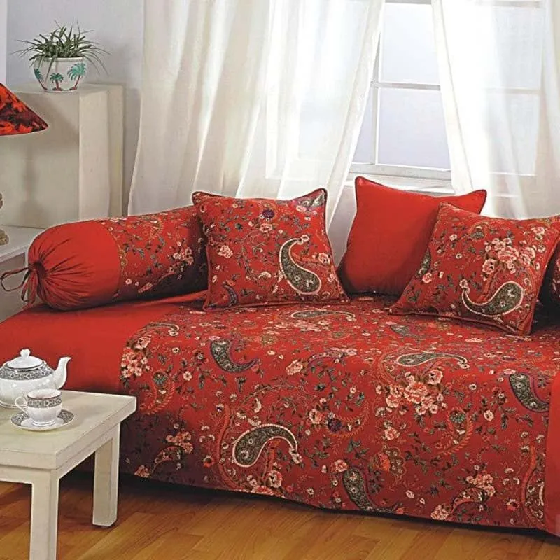 Swayam Crimson Paisley Diwan Set media 3
