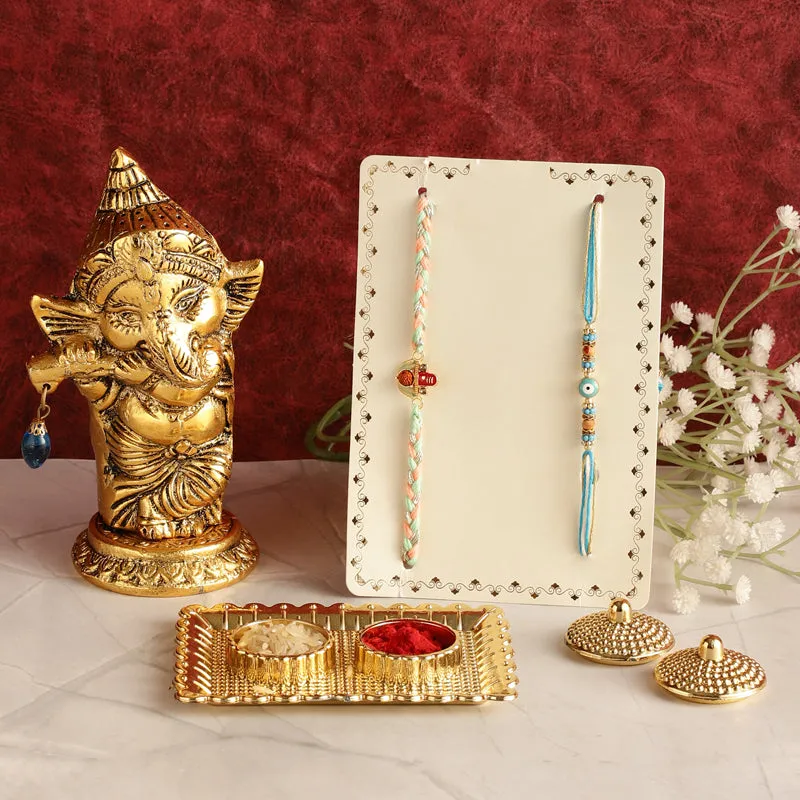 Balganesha Rudraksha & Evil Eye Rakhi Hamper media 1