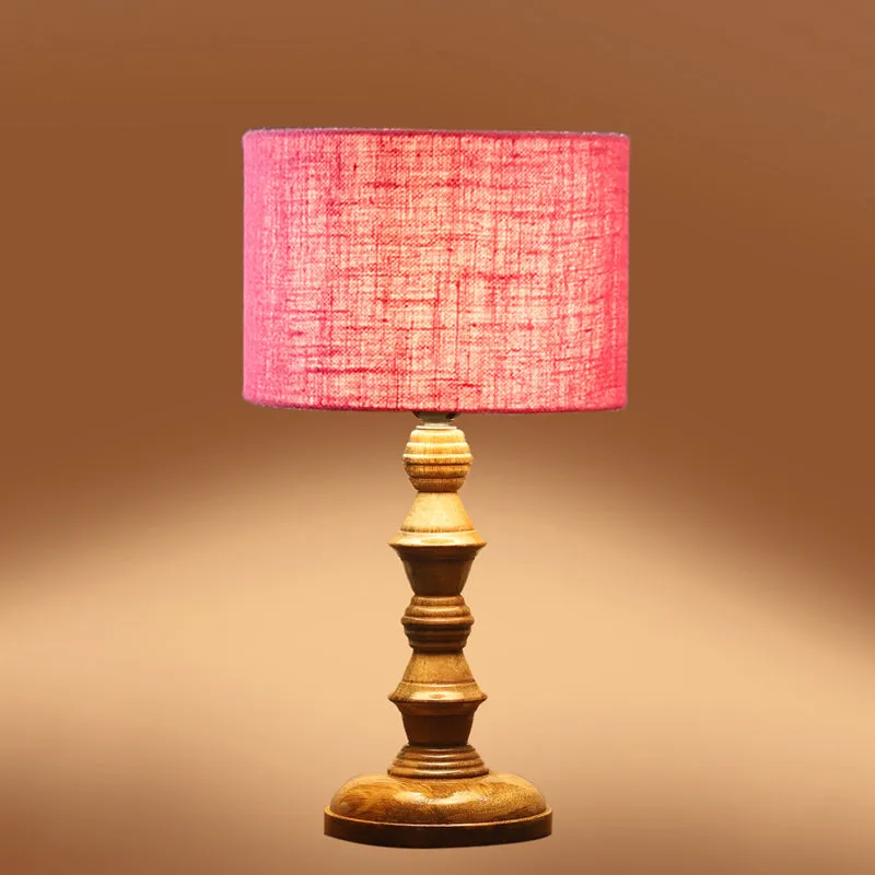 Sienna I Timber Wooden Table Lamp - Pink,Brown media 5