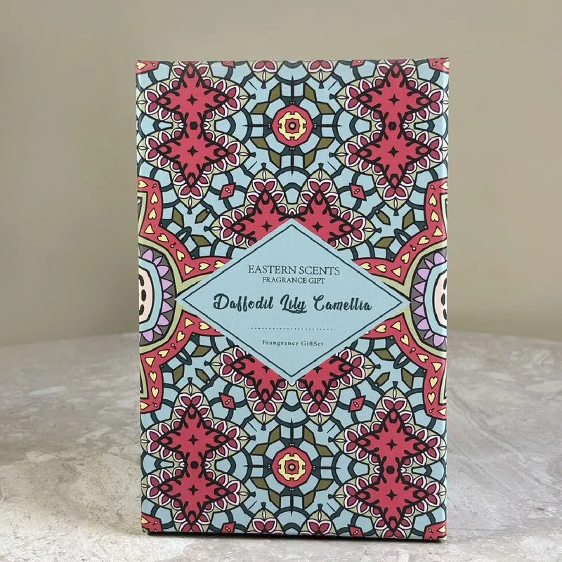 Colourful geometric floral patterned fragrance gift box