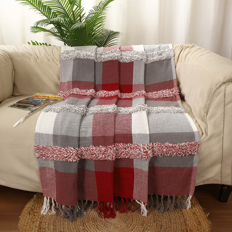 Velvet Checks Cotton Throw
