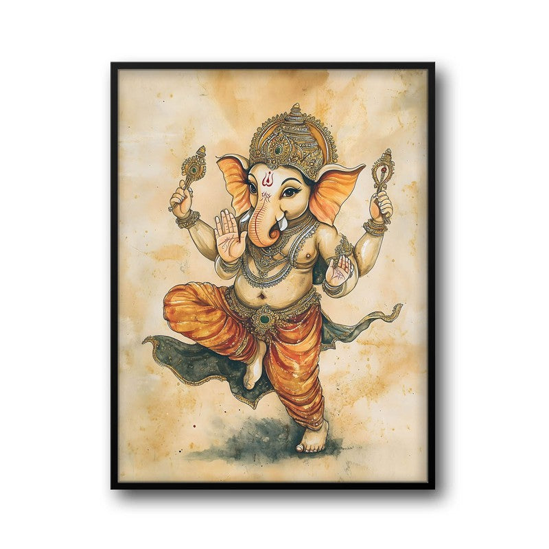 Shiva Shankari Spiritual Archival Paper Wall Painting With Frame - Black media 6
