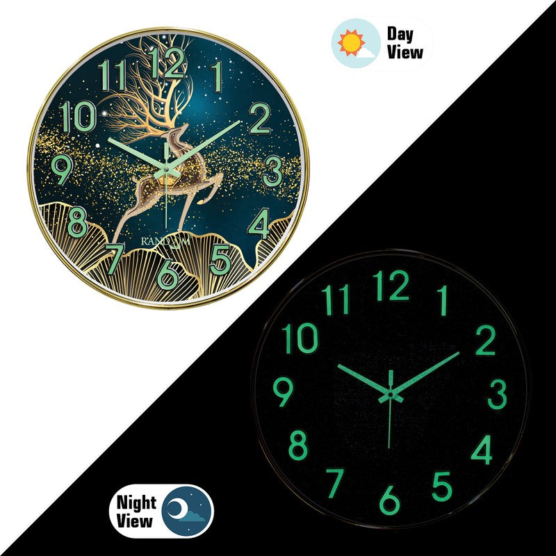Celestial Round Modern Plastic Wall Clock - Blue & Gold media 4