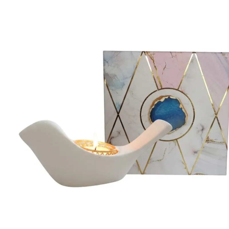 Bird Resin Tea Light Candle Holder - White media 9