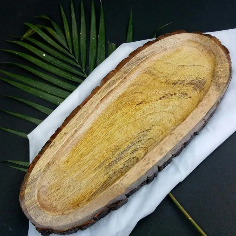 BarkServe Oblong Mango Wood Serving Platter media 4
