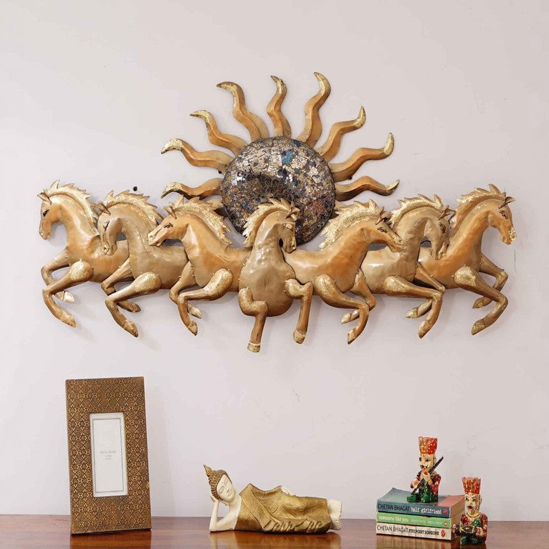 Gold Running Horses Iron Wall Accents