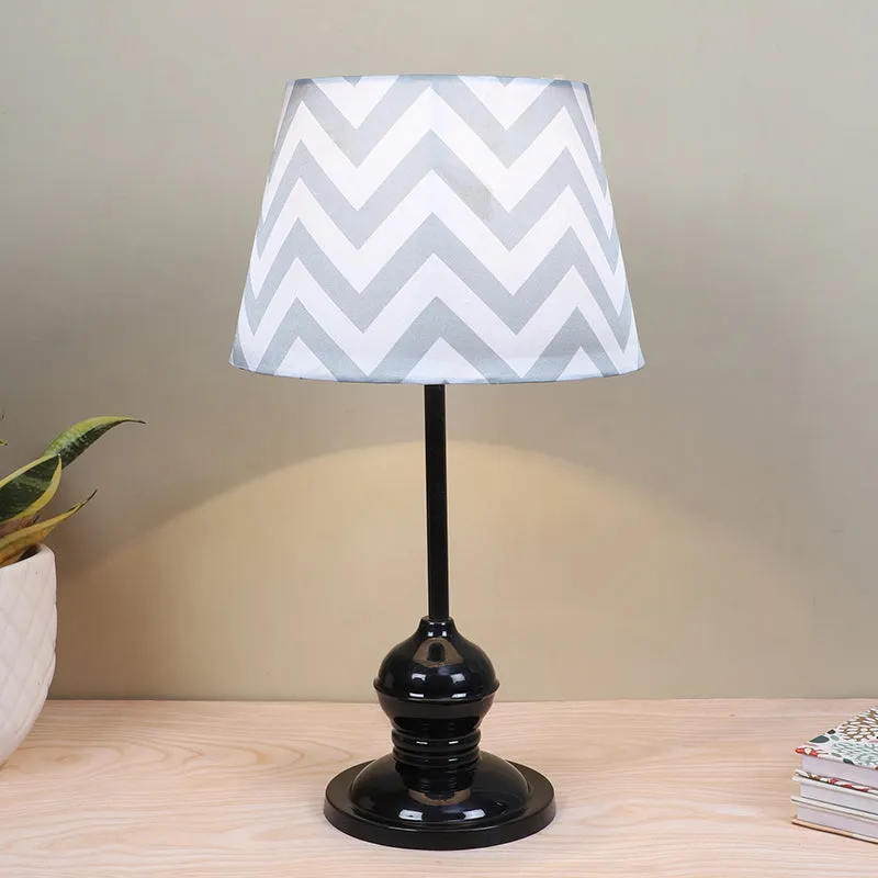 Chevron Light Griff Printed Metal Table Lamp - Grey,White,Black media 2