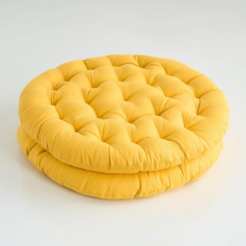 Gloria Round Cotton Floor Cushion (Mustard Yellow) - Set Of Two media 3
